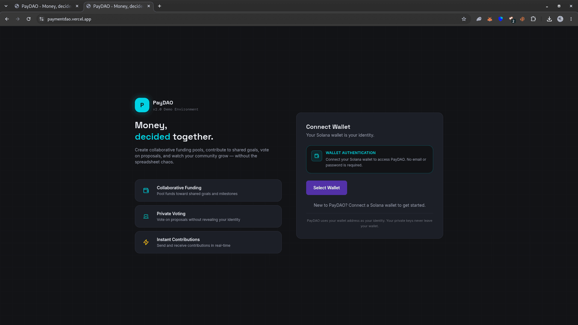 PayDAO - Main screenshot